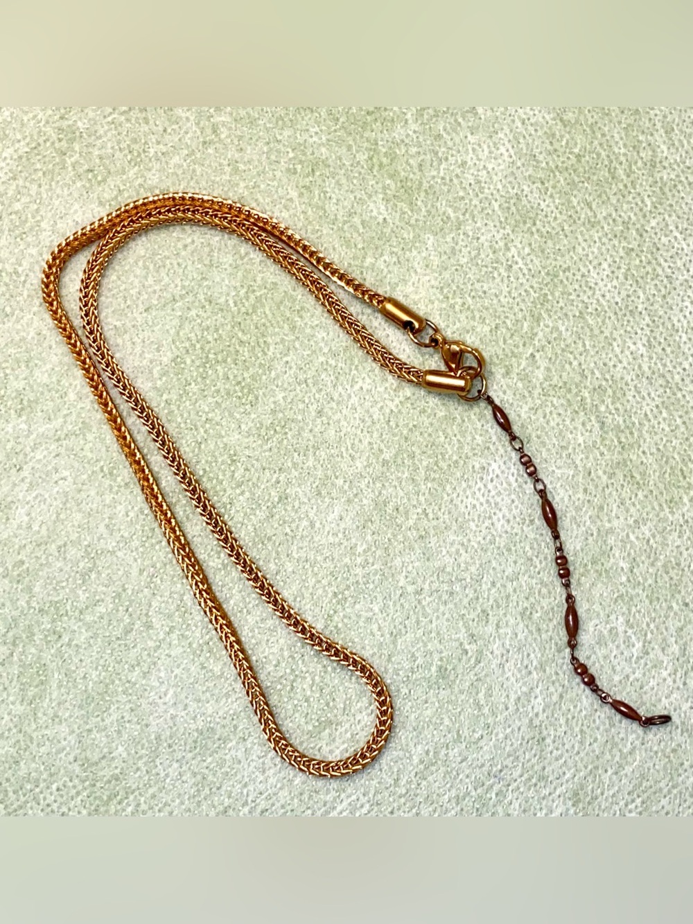 Gold-Tone Braided Chain Necklace with Beaded Extender
